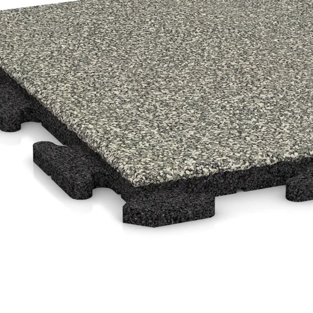Detailaufnahme der Randausprägung von WARCO-Produkt 1208, Zwembadrandtegel Klassiek, Format 500 x 500 x 30 mm, Farbe Lichtgrijs Graniet.