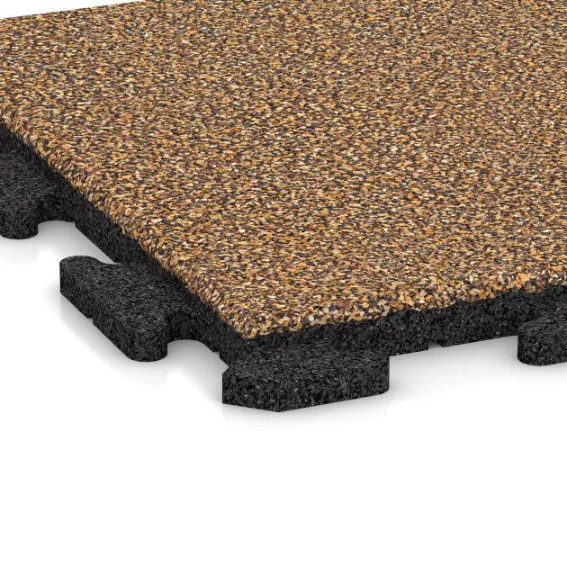 Detailaufnahme der Randausprägung von WARCO-Produkt 1153, Terrastegel Classic, Format 500 x 500 x 30 mm, Farbe Rattan Lounge.