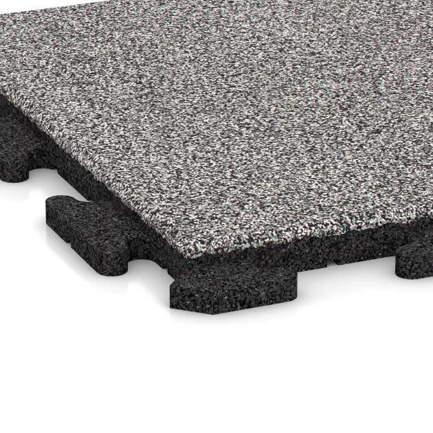 Detailaufnahme der Randausprägung von WARCO-Produkt 5447, Traptegel, Format 500 x 500 x 30 mm, Farbe Grijs Melange.