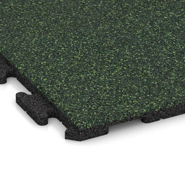 Detailaufnahme der Randausprägung von WARCO-Produkt 1601, Fitnessvloer Rubber Tegels Classic, Format 1000 x 1000 x 30 mm, Farbe Engels Gras.
