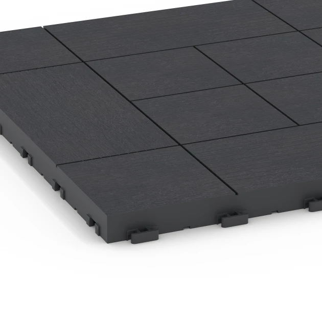 Detailaufnahme der Randausprägung von WARCO-Produkt 6236, Paneelpatroon – Vlondertegel, Format 38,5 x 38,5 x 2 cm, Farbe Leisteen.