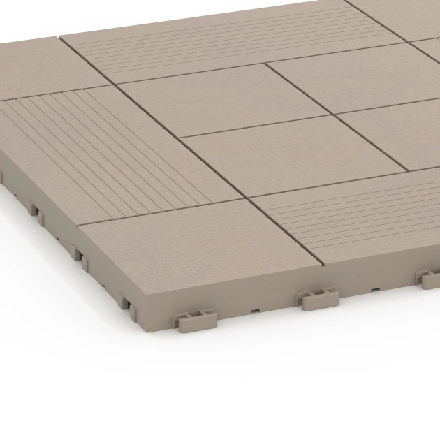 Detailaufnahme der Randausprägung von WARCO-Produkt 6238, Paneelpatroon – Vlondertegel, Format 38,5 x 38,5 x 2 cm, Farbe Vanille.