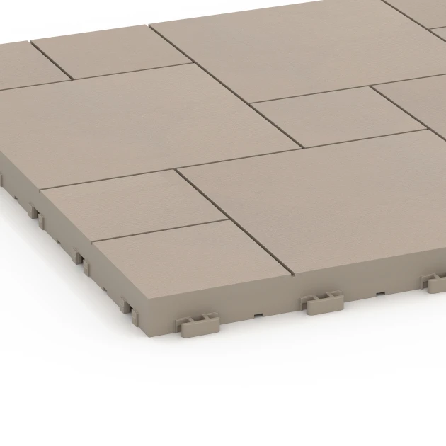 Detailaufnahme der Randausprägung von WARCO-Produkt 6331, Blokpatroon – Vlondertegel, Format 38,5 x 38,5 x 2 cm, Farbe Vanille.