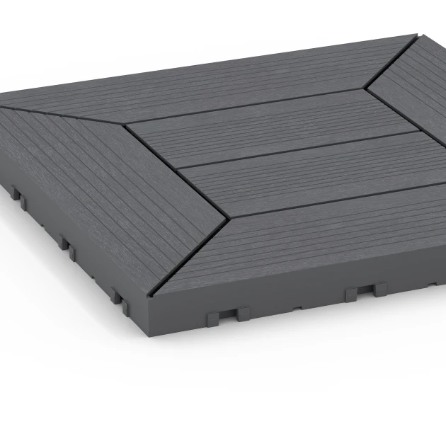 Detailaufnahme der Randausprägung von WARCO-Produkt 6348, Cassettepatroon – Vlondertegel, Format 30 x 30 x 2 cm, Farbe Zilvergrijs.