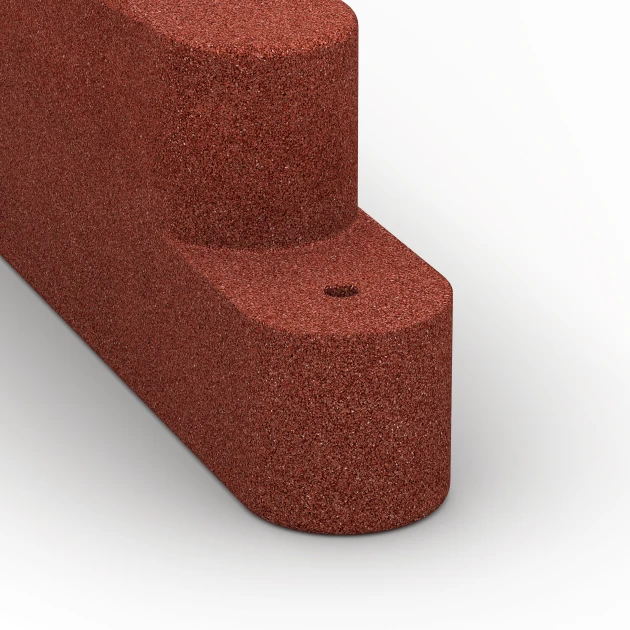 Detailaufnahme der Randausprägung von WARCO-Produkt 6640, Rubberen opsluitband, Format 100 x 15 x 30 cm, Farbe Baksteenrood.