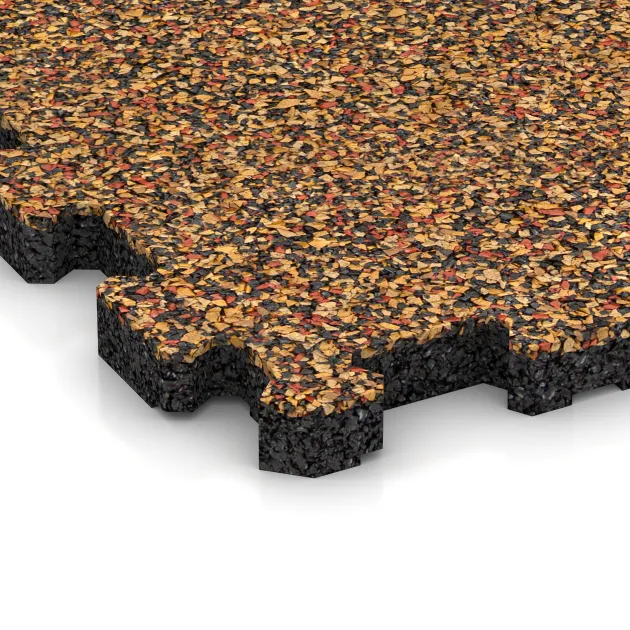 Detailaufnahme der Randausprägung von WARCO-Produkt 3714, Fitnessmat Premium 2 cm, Format 306 x 306 x 20 mm, Farbe Terra Cotta.