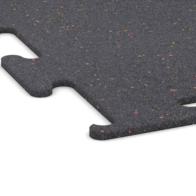 Detailaufnahme der Randausprägung von WARCO-Produkt 3753, Fitness Performance Elite Trainingsvloer, Format 1000 x 1000 x 10 mm, Farbe Licht Rood Gespikkeld.