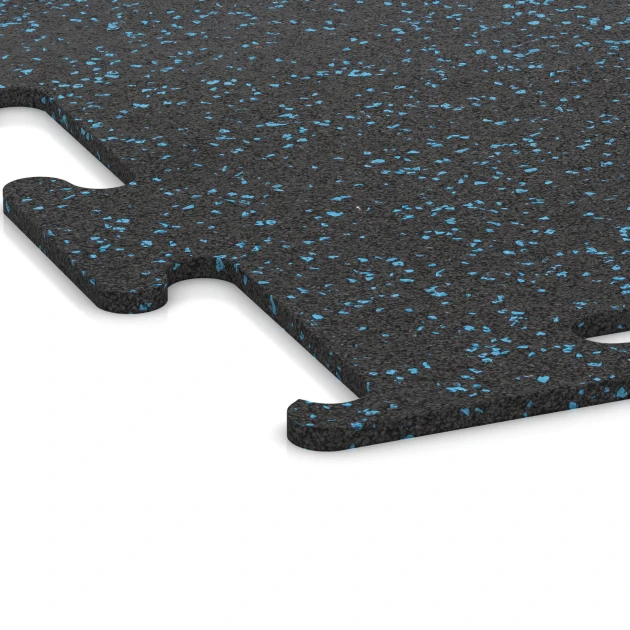 Detailaufnahme der Randausprägung von WARCO-Produkt 3754, Fitness Performance Elite Trainingsvloer, Format 100 x 100 x 1 cm | 1,00 m², Farbe Licht blauw gespikkeld.