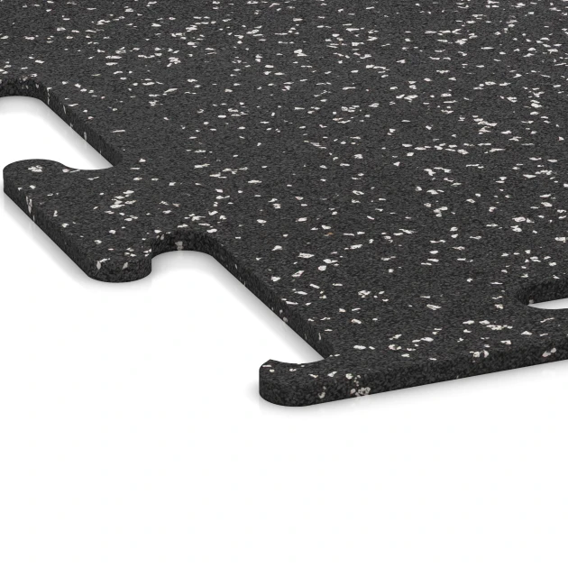 Detailaufnahme der Randausprägung von WARCO-Produkt 3776, Fitness Performance Elite Trainingsvloer, Format 100 x 100 x 1 cm | 1,00 m², Farbe Licht Grijs Gespeckeld.