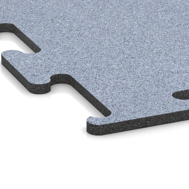 Detailaufnahme der Randausprägung von WARCO-Produkt 6148, Fitness Performance Elite Trainingsvloer, Format 100 x 100 x 1,5 cm | 1,00 m², Farbe Nevelgrijs.