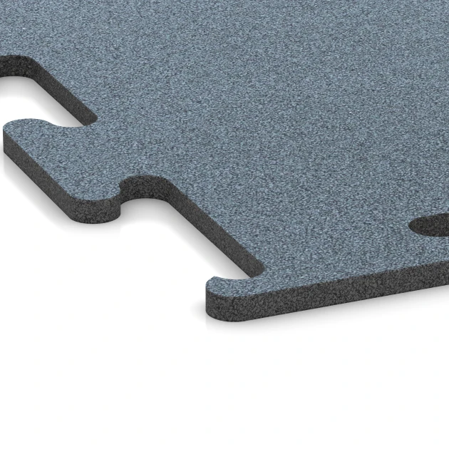 Detailaufnahme der Randausprägung von WARCO-Produkt 6160, Fitness Performance Elite Trainingsvloer, Format 100 x 100 x 1,5 cm | 1,00 m², Farbe Oud zilver.