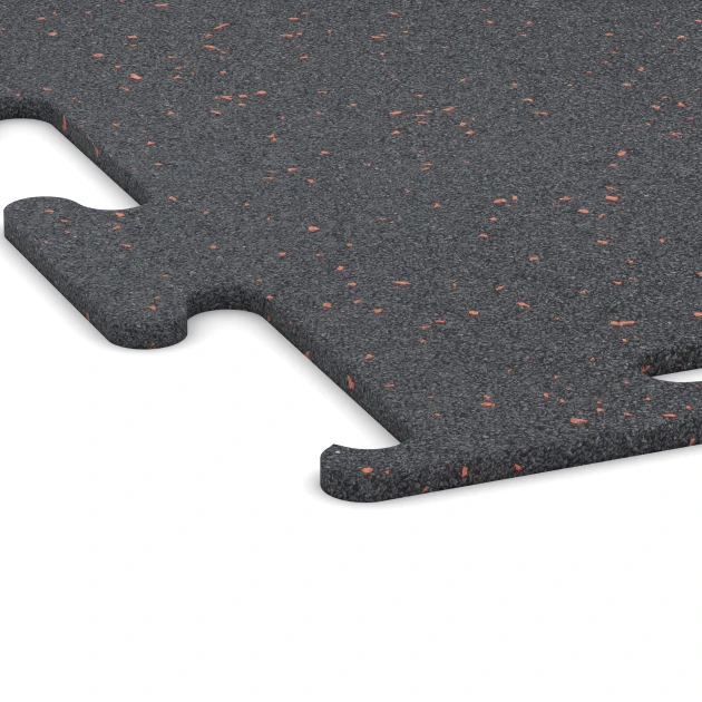 Detailaufnahme der Randausprägung von WARCO-Produkt 3765, Fitness Performance Elite Trainingsvloer, Format 50 x 50 x 1 cm | 0,25 m², Farbe Licht Rood Gespikkeld.
