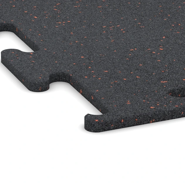 Detailaufnahme der Randausprägung von WARCO-Produkt 3769, Fitness Performance Elite Trainingsvloer, Format 50 x 50 x 1,5 cm | 0,25 m², Farbe Licht Rood Gespikkeld.