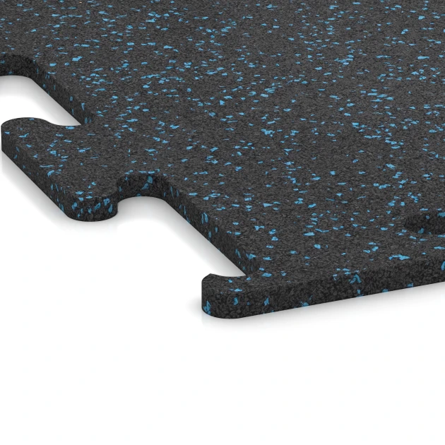 Detailaufnahme der Randausprägung von WARCO-Produkt 3770, Fitness Performance Elite Trainingsvloer, Format 50 x 50 x 1,5 cm | 0,25 m², Farbe Licht blauw gespikkeld.