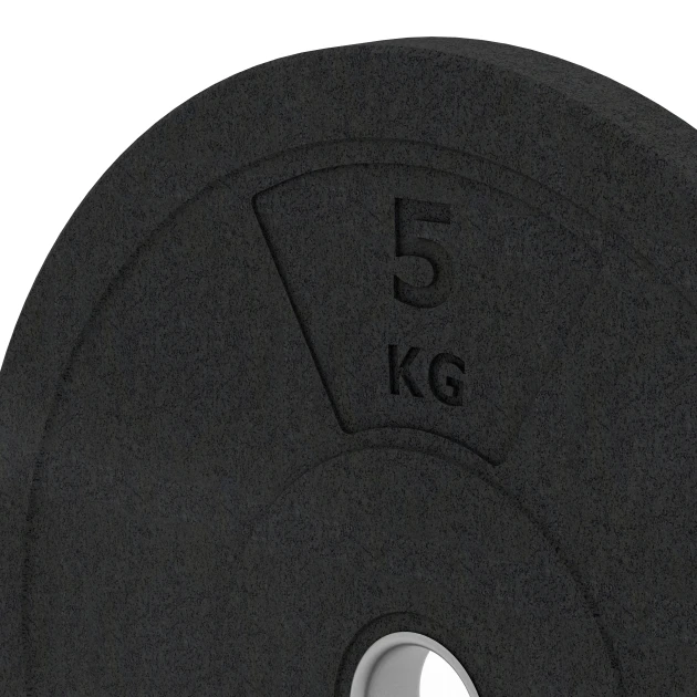 Detailaufnahme der Randausprägung von WARCO-Produkt 6084, Bumper plate, Format 5 kg | ø 45,4 x 3,15 cm, Farbe Antraciet.