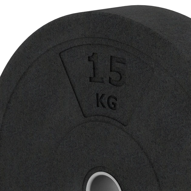 Detailaufnahme der Randausprägung von WARCO-Produkt 6086, Bumper plate, Format 15 kg | ø 45,4 x 8,61 cm, Farbe Antraciet.