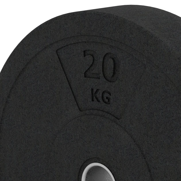Detailaufnahme der Randausprägung von WARCO-Produkt 6089, Bumper Plate Slim, Format 20 kg | ø 45,4 x 8,61 cm, Farbe Antraciet.
