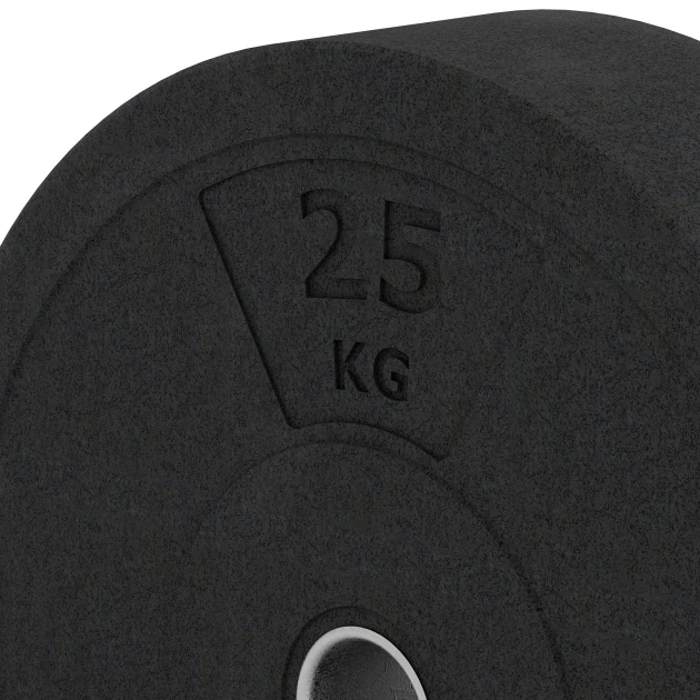 Detailaufnahme der Randausprägung von WARCO-Produkt 6090, Bumper Plate Slim, Format 25 kg | ø 45,4 x 11,38 cm, Farbe Antraciet.