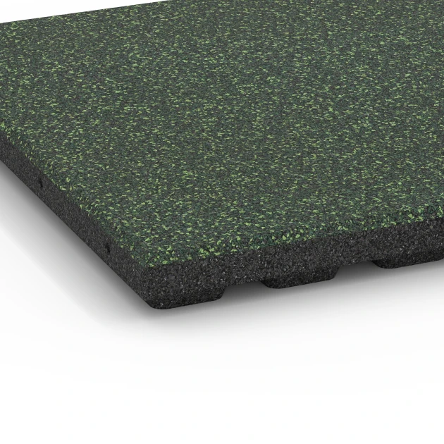 Detailaufnahme der Randausprägung von WARCO-Produkt 6424, Rubberen speelplaatstegel – 120 cm, Format 50 x 50 x 4 cm, Farbe Engels gazon.