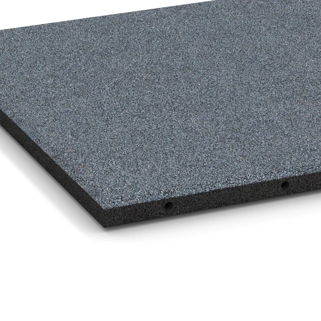 Detailaufnahme der Randausprägung von WARCO-Produkt 6130, Rubberen speelplaatstegel – 95 cm, Format 50 x 50 x 3 cm, Farbe Grafietgrijs.