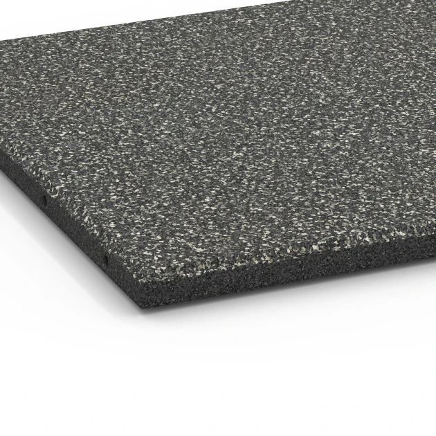 Detailaufnahme der Randausprägung von WARCO-Produkt 6413, Rubberen speelplaatstegel – 90 cm, Format 50 x 50 x 3 cm, Farbe Donkergrijs graniet.