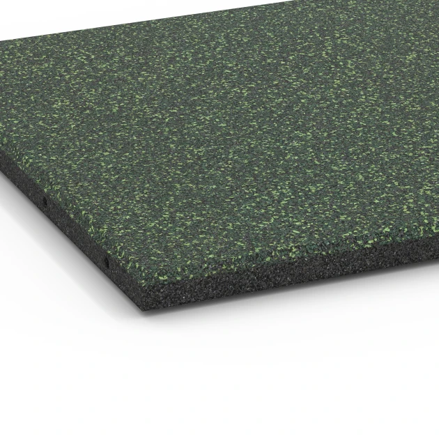 Detailaufnahme der Randausprägung von WARCO-Produkt 6415, Rubberen speelplaatstegel – 90 cm, Format 50 x 50 x 3 cm, Farbe Engels gazon.