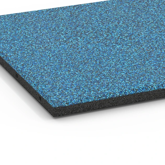 Detailaufnahme der Randausprägung von WARCO-Produkt 6420, Rubberen speelplaatstegel – 90 cm, Format 50 x 50 x 3 cm, Farbe Atlantisch.