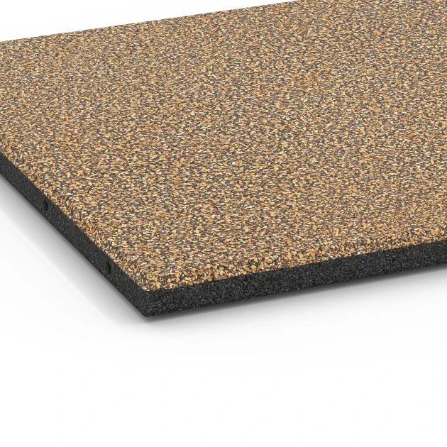 Detailaufnahme der Randausprägung von WARCO-Produkt 6421, Rubberen speelplaatstegel – 90 cm, Format 50 x 50 x 3 cm, Farbe Rattan.