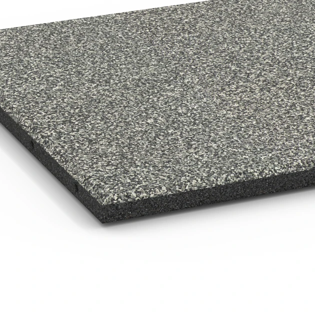Detailaufnahme der Randausprägung von WARCO-Produkt 6414, Rubberen speelplaatstegel – 90 cm, Format 50 x 50 x 3 cm | 0,25 m², Farbe Grijs graniet.