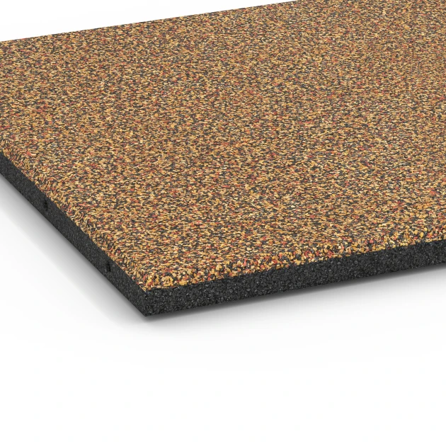 Detailaufnahme der Randausprägung von WARCO-Produkt 6416, Rubberen speelplaatstegel – 90 cm, Format 50 x 50 x 3 cm | 0,25 m², Farbe Terracotta.