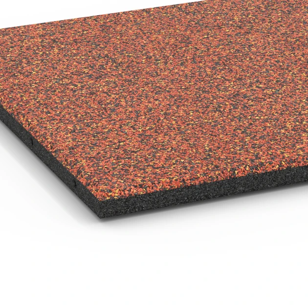 Detailaufnahme der Randausprägung von WARCO-Produkt 6417, Rubberen speelplaatstegel – 90 cm, Format 50 x 50 x 3 cm | 0,25 m², Farbe Etna.