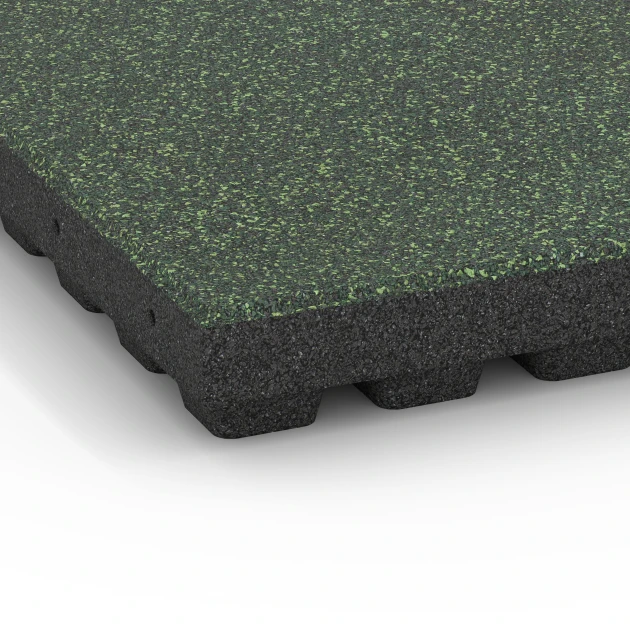 Detailaufnahme der Randausprägung von WARCO-Produkt 6442, Rubberen speelplaatstegel – 210 cm, Format 50 x 50 x 7 cm, Farbe Engels gazon.