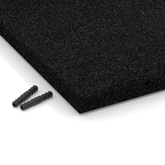 Detailaufnahme der Randausprägung von WARCO-Produkt 6253, Rubberen speelplaatstegel – 140 cm, Format 50 x 50 x 4 cm, Farbe Antraciet.