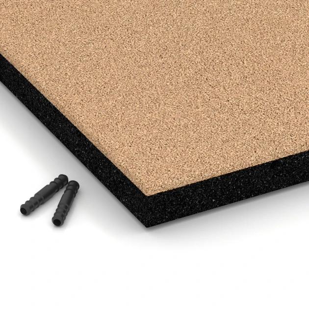 Detailaufnahme der Randausprägung von WARCO-Produkt 6264, Rubberen speelplaatstegel – 150 cm, Format 50 x 50 x 4,5 cm, Farbe Zandbeige.