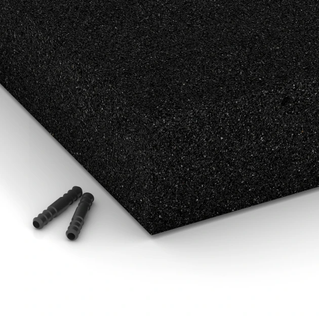 Detailaufnahme der Randausprägung von WARCO-Produkt 6277, Rubberen speelplaatstegel – 300 cm, Format 50 x 50 x 11 cm, Farbe Antraciet.
