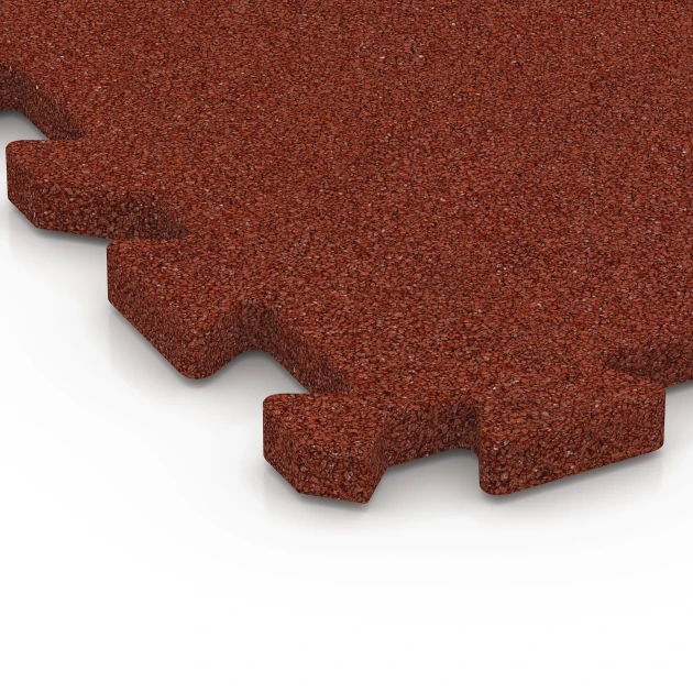 Detailaufnahme der Randausprägung von WARCO-Produkt 6988, Fitnesstegel, Format 50 x 50 x 3 cm | 0,25 m², Farbe Baksteenrood.