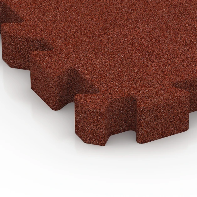 Detailaufnahme der Randausprägung von WARCO-Produkt 6406, Rubberen speelplaatstegel – 220 cm, Format 50 x 50 x 6 cm | 0,25 m², Farbe Baksteenrood.