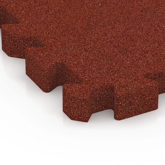Detailaufnahme der Randausprägung von WARCO-Produkt 6306, Valtegel met puzzelverbinding, Format 50 x 50 x 5 cm | 0,25 m², Farbe Baksteenrood.