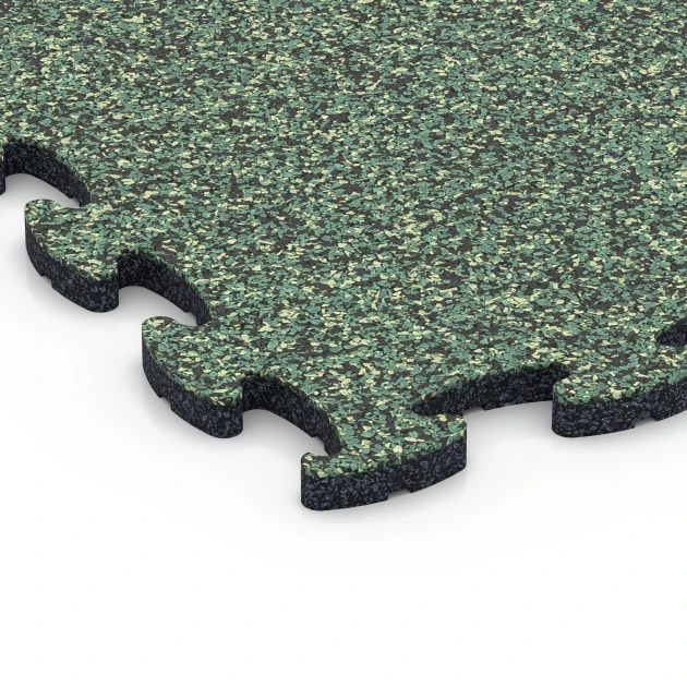 Detailaufnahme der Randausprägung von WARCO-Produkt 6780, Fitness puzzelmat rubber, Format 44,6 x 44,6 x 1,8 cm, Farbe Engels gazon.