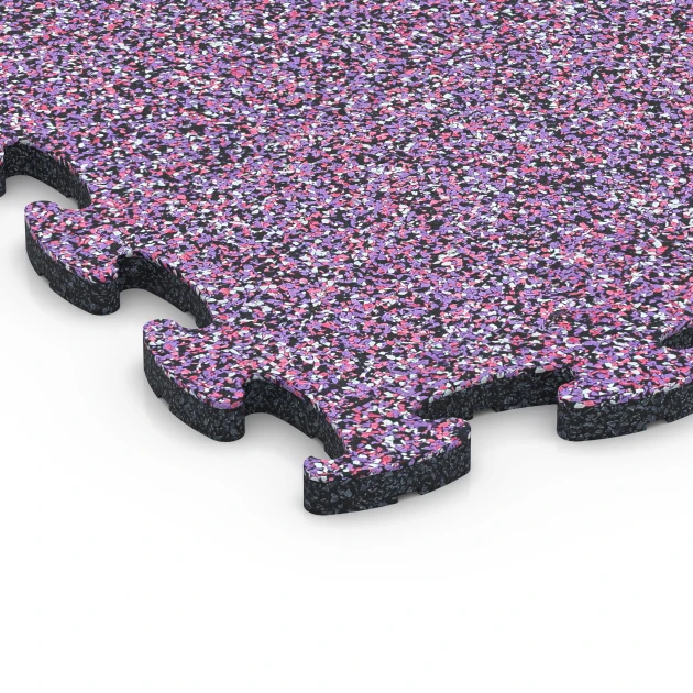 Detailaufnahme der Randausprägung von WARCO-Produkt 6783, Fitness puzzelmat rubber, Format 44,6 x 44,6 x 1,8 cm, Farbe Lavendel.