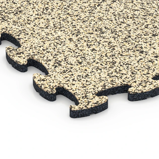 Detailaufnahme der Randausprägung von WARCO-Produkt 6784, Fitness puzzelmat rubber, Format 44,6 x 44,6 x 1,8 cm, Farbe Travertin.
