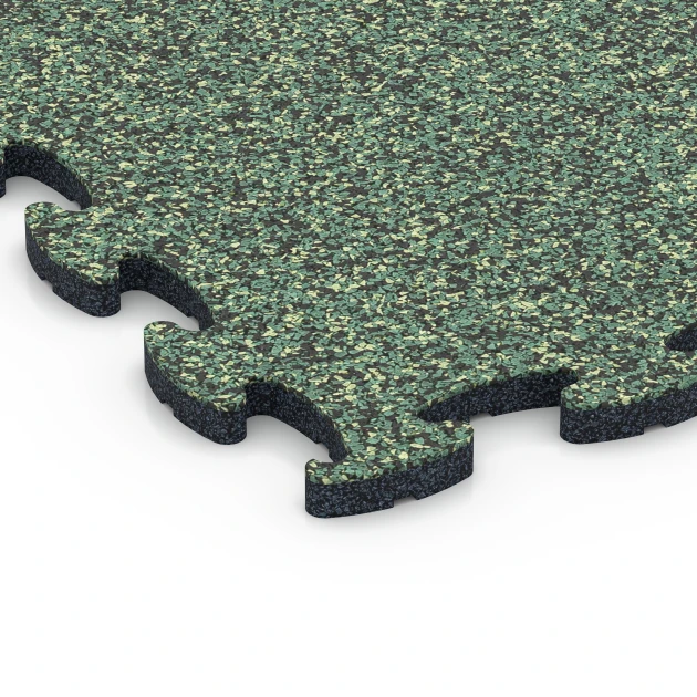 Detailaufnahme der Randausprägung von WARCO-Produkt 6825, Fitness Active vloertegel, Format 44,6 x 44,6 x 1,8 cm, Farbe Engels gazon.