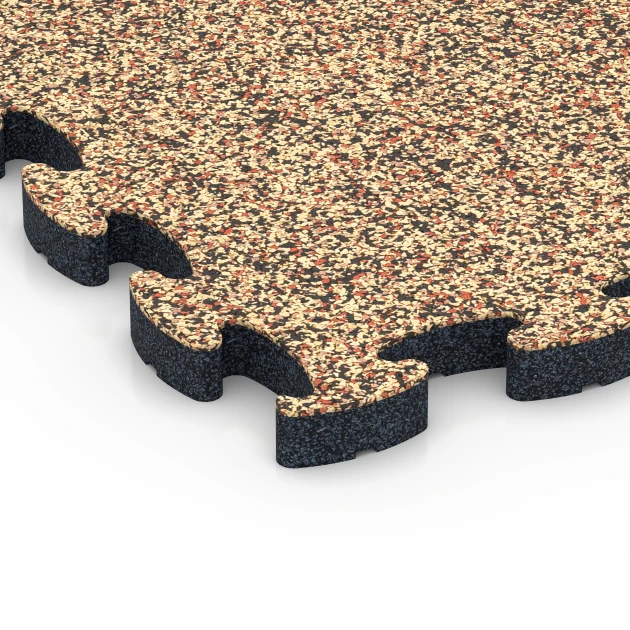 Detailaufnahme der Randausprägung von WARCO-Produkt 6943, Terrastegels rubber, Format 44,6 x 44,6 × 2,8 cm, Farbe Terracotta.