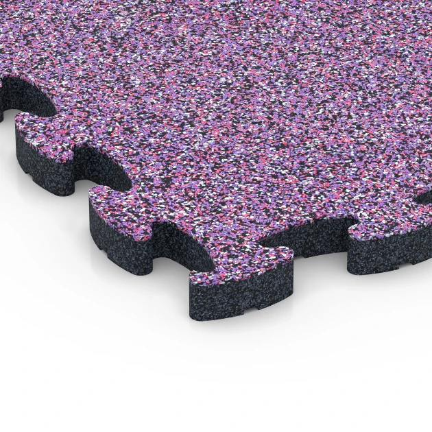 Detailaufnahme der Randausprägung von WARCO-Produkt 6846, Fitness Active vloertegel, Format 44,6 x 44,6 × 2,8 cm, Farbe Lavendel.