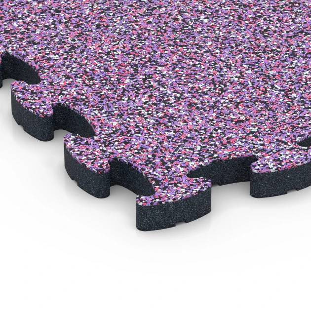 Detailaufnahme der Randausprägung von WARCO-Produkt 6882, Fitness Max vloersysteem, Format 44,6 x 44,6 × 2,8 cm, Farbe Lavendel.