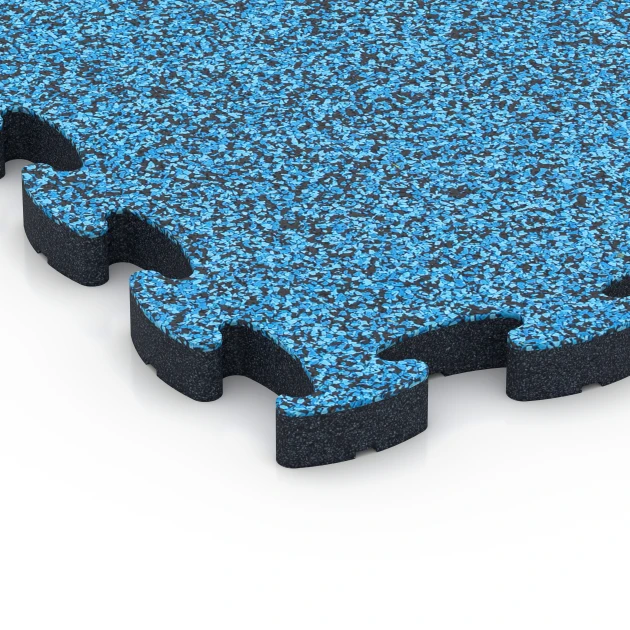 Detailaufnahme der Randausprägung von WARCO-Produkt 6884, Fitness Max vloersysteem, Format 44,6 x 44,6 × 2,8 cm, Farbe Atlantisch.
