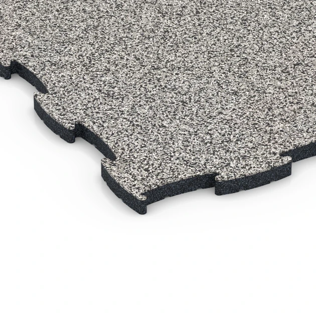 Detailaufnahme der Randausprägung von WARCO-Produkt 6851, Fitness Active vloertegel, Format 97,1 x 97,1 x 2,8 cm, Farbe Grijs graniet.