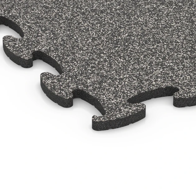 Detailaufnahme der Randausprägung von WARCO-Produkt 6886, Fitness Max vloersysteem, Format 98 x 98 x 2,8 cm, Farbe Donkergrijs graniet.