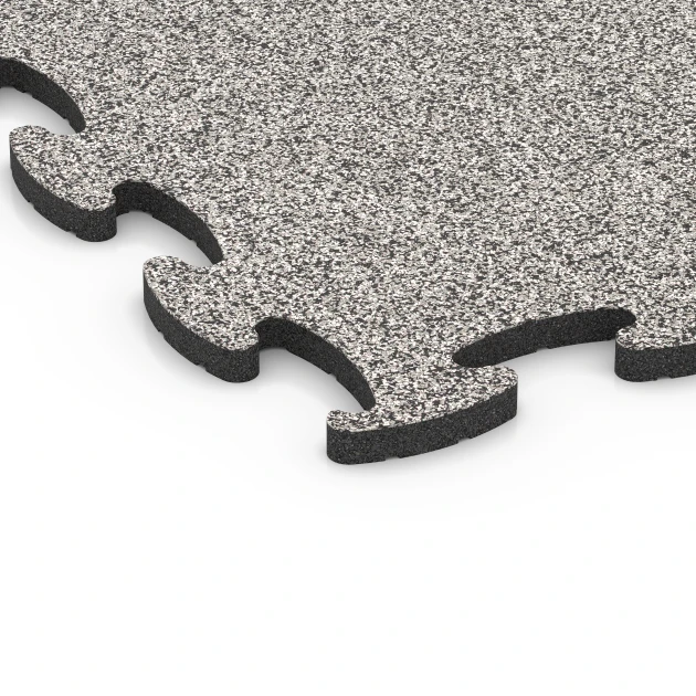 Detailaufnahme der Randausprägung von WARCO-Produkt 6887, Fitness Max vloersysteem, Format 98 x 98 x 2,8 cm, Farbe Grijs graniet.