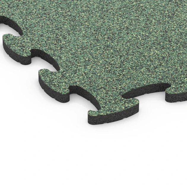 Detailaufnahme der Randausprägung von WARCO-Produkt 6888, Fitness Max vloersysteem, Format 98 x 98 x 2,8 cm, Farbe Engels gazon.
